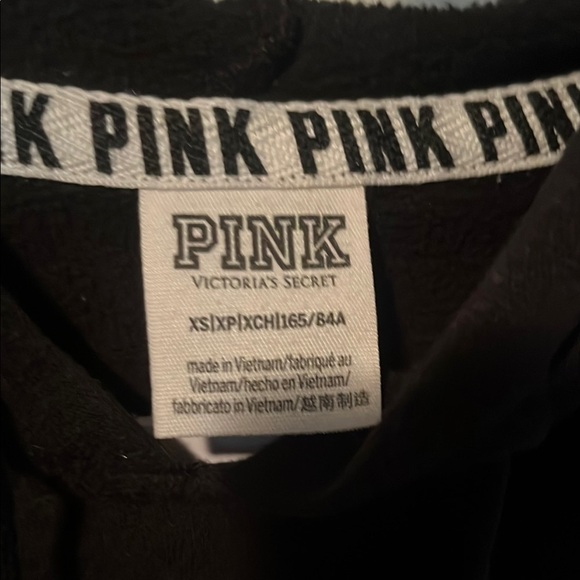 PINK Victoria's Secret Black Lightweight Hoodie with Bold Lettering - Picture 2 of 4